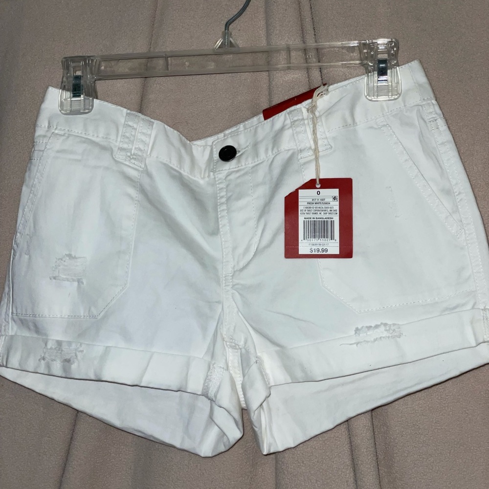 target; white 2.5’ shorts